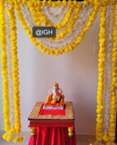 Traditional Handmade Decorative Yellow Backdrop With White Gajra String, Home Décor, Indian Wedding Favor, Christmas Gift,Festive Decoration